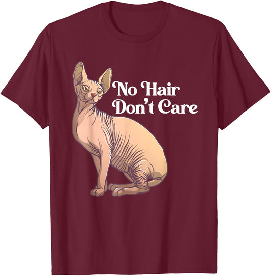 Funny Sphynx Cat Art Women Hairless Cat Lover Pet T-Shirt - T-Shirt | Maroon