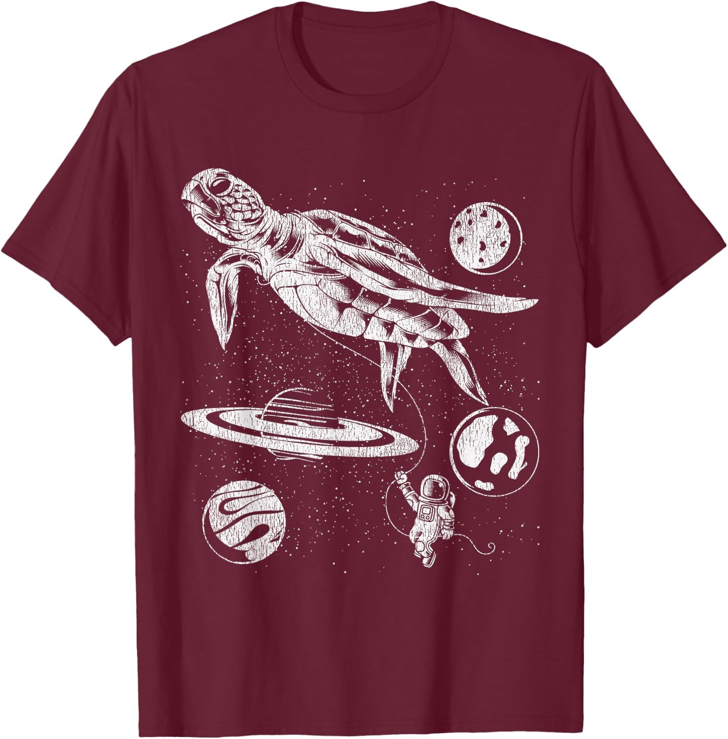 Space Turtle Space Universe Planets Astronaut T-Shirt - T-Shirt | Maroon