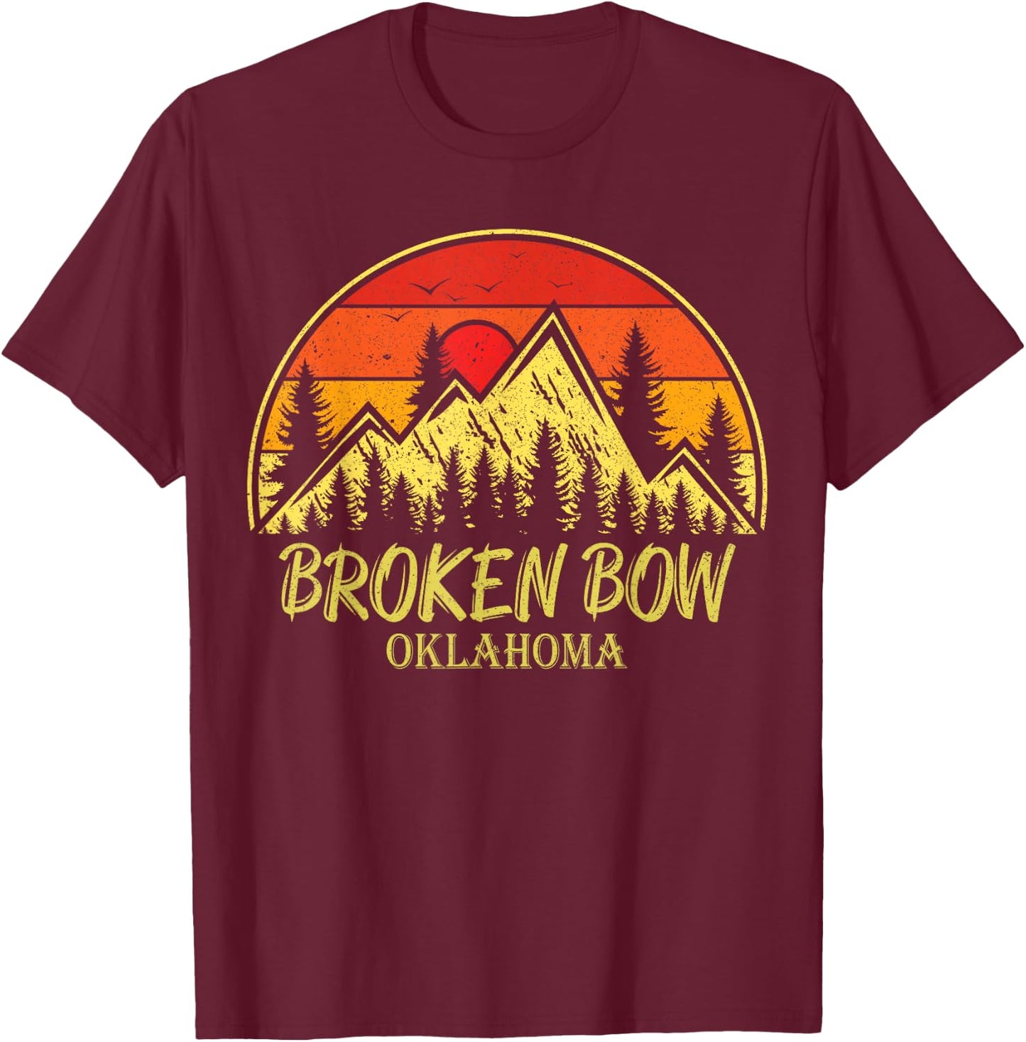 Vintage Broken Bow Oklahoma OK Mountains Hiking Souvenir T-Shirt - T-Shirt | Maroon