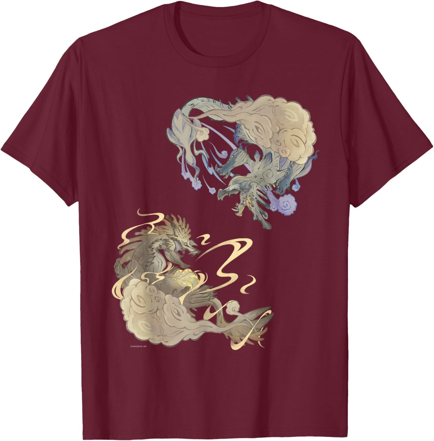 MH RISE Thunder Serpent Narwa&Wind Serpent Ibushi T-Shirt - T-Shirt | Maroon