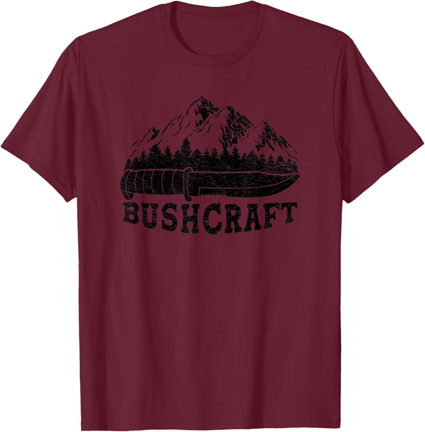 Bushcraft Knife Survival Outdoor Nature Forest Wilderness T-Shirt - T-Shirt | Maroon