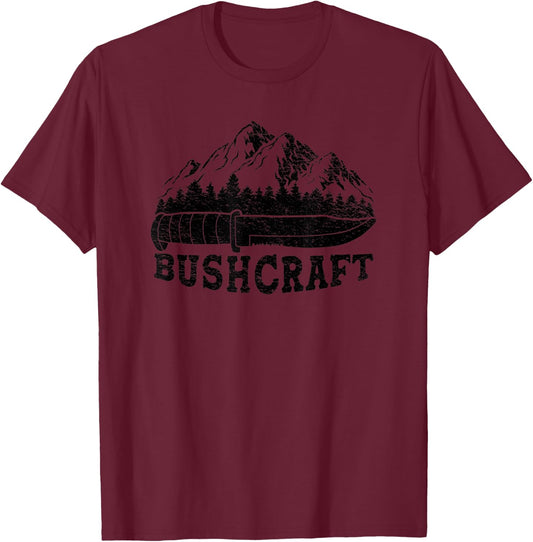 Bushcraft Knife Survival Outdoor Nature Forest Wilderness T-Shirt - T-Shirt | Maroon