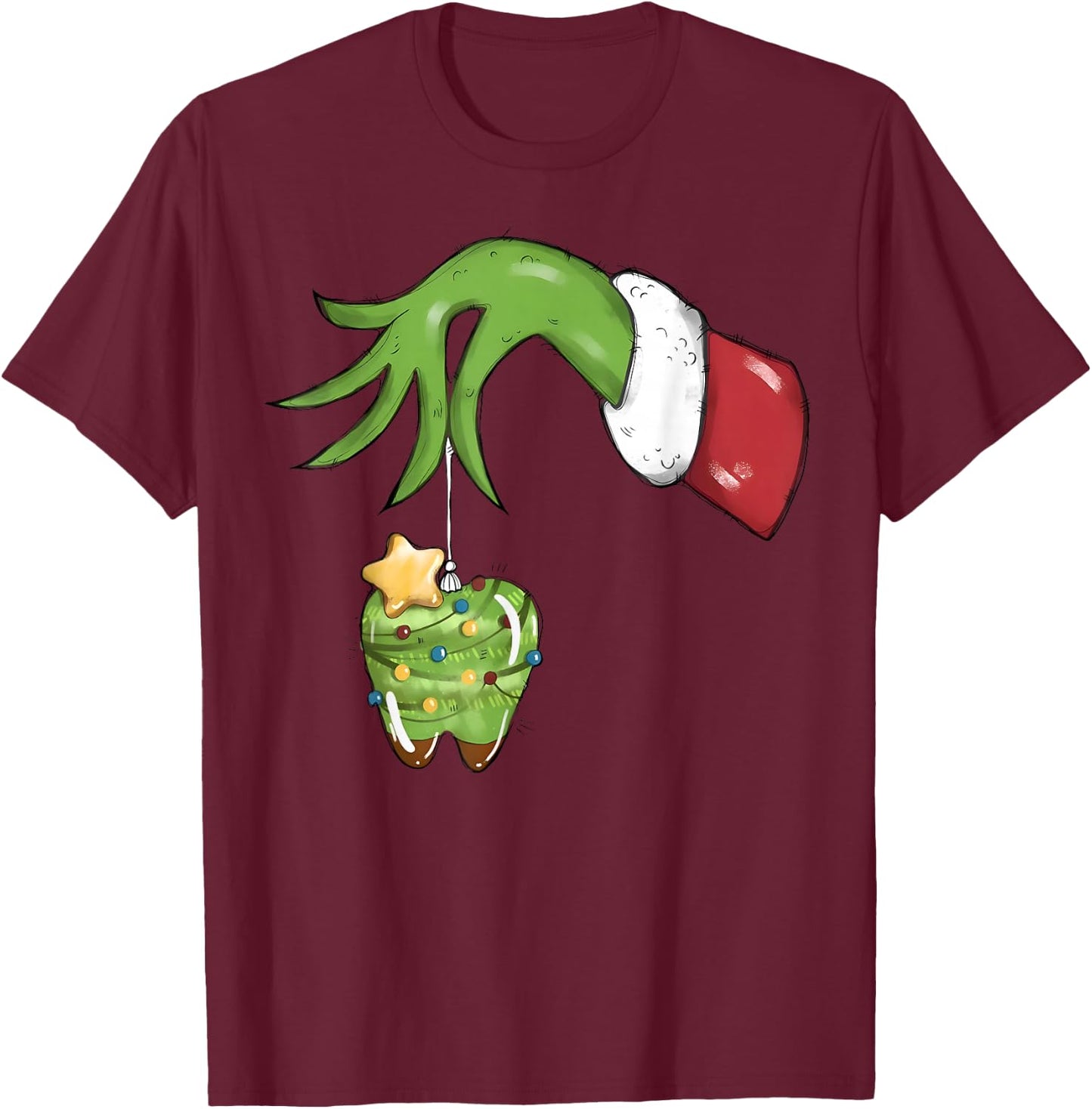 Christmas Teeth Dentist Xmas Reindeer Santa Squad Pajamas T-Shirt - T-Shirt | Maroon