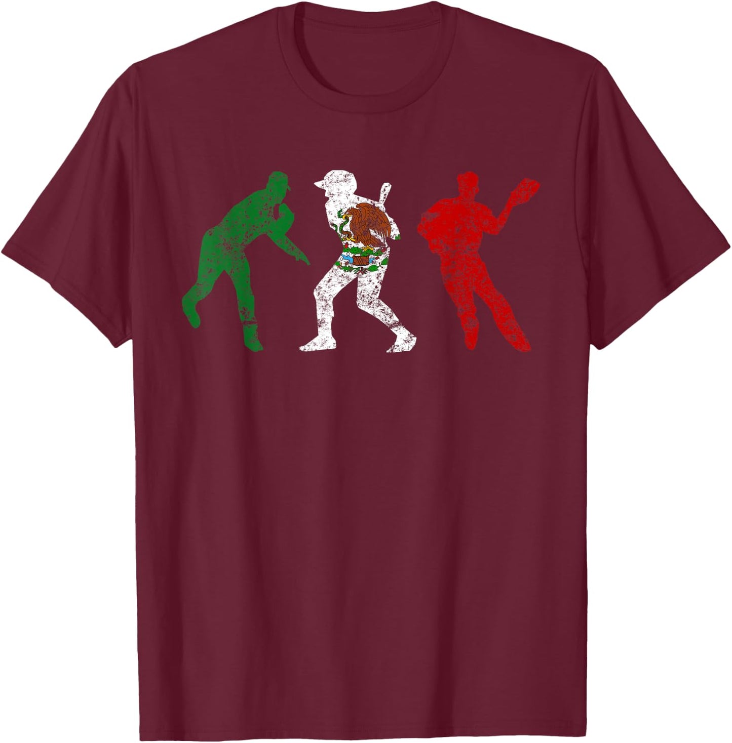 Mexico Baseball Flag Mexican Vintage Beisbol Gift T-Shirt - T-Shirt | Maroon