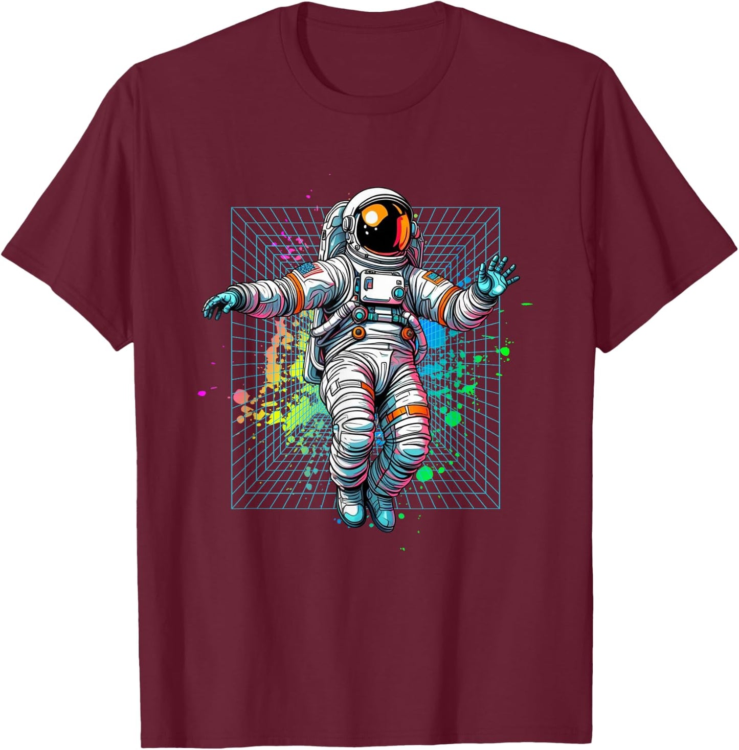 Astronaut Floating in Space Galaxy Graphic T-Shirt - T-Shirt | Maroon