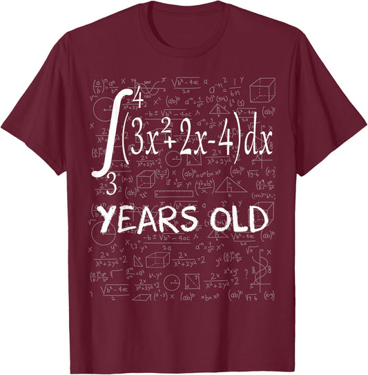 Funny Math Geek Integral Calculus 40th Birthday 40 Years Old T-Shirt - T-Shirt | Maroon