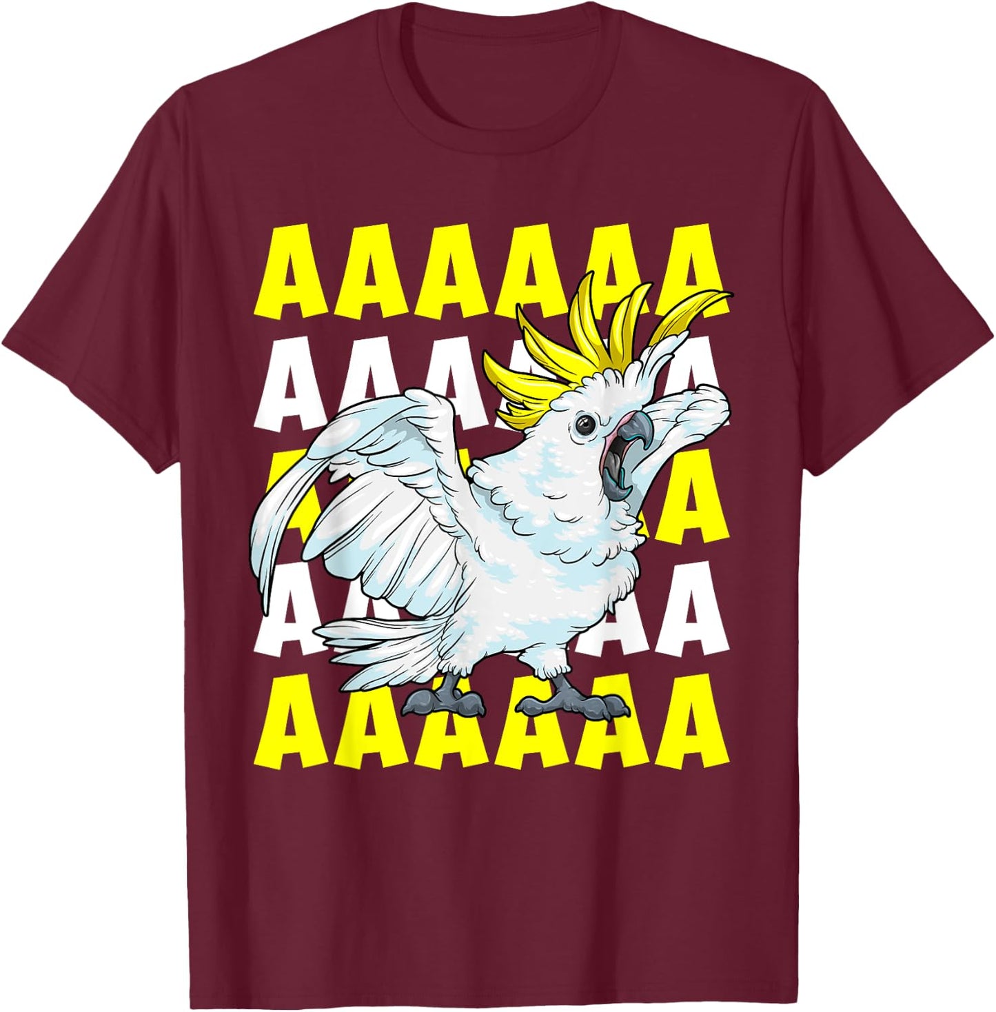 Screaming Cockatoo Umbrella Bird Memory Funny Parrot T-Shirt - T-Shirt | Maroon