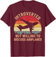 Introverted But Willing To Discuss Airplanes Vintage Pilot T-Shirt - T-Shirt | Maroon