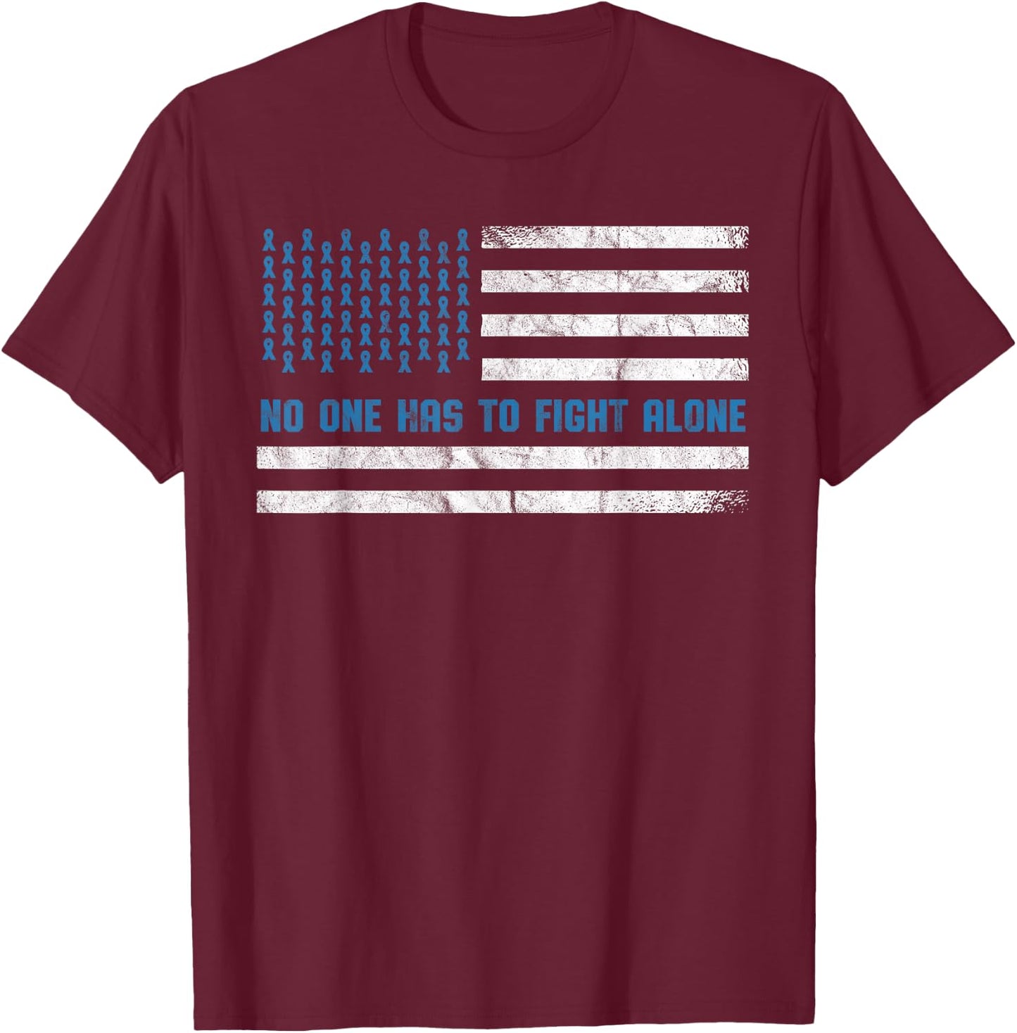 Diabetes Awareness No One Has To Fight Alone American Flag T-Shirt - T-Shirt | Maroon