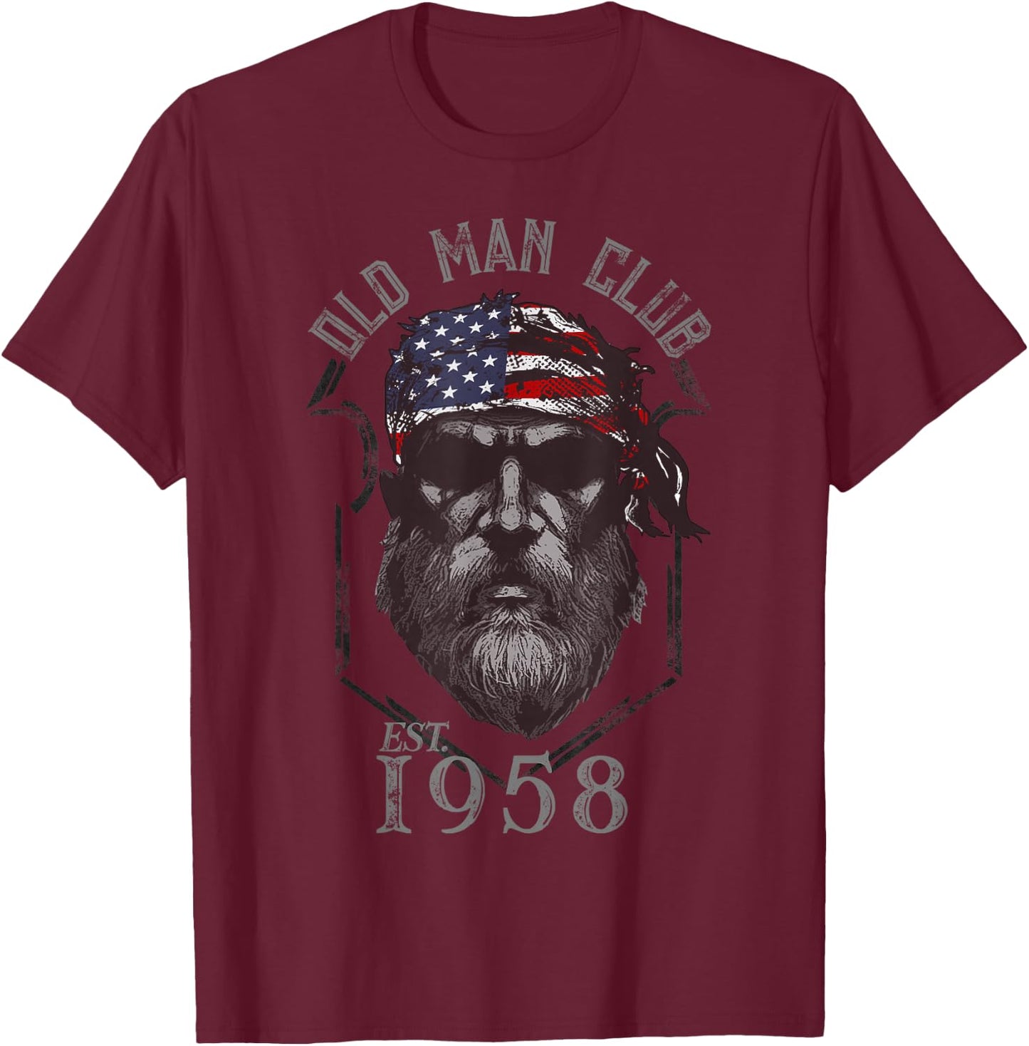 Old Man Club: Established 1958 T-Shirt - T-Shirt | Maroon
