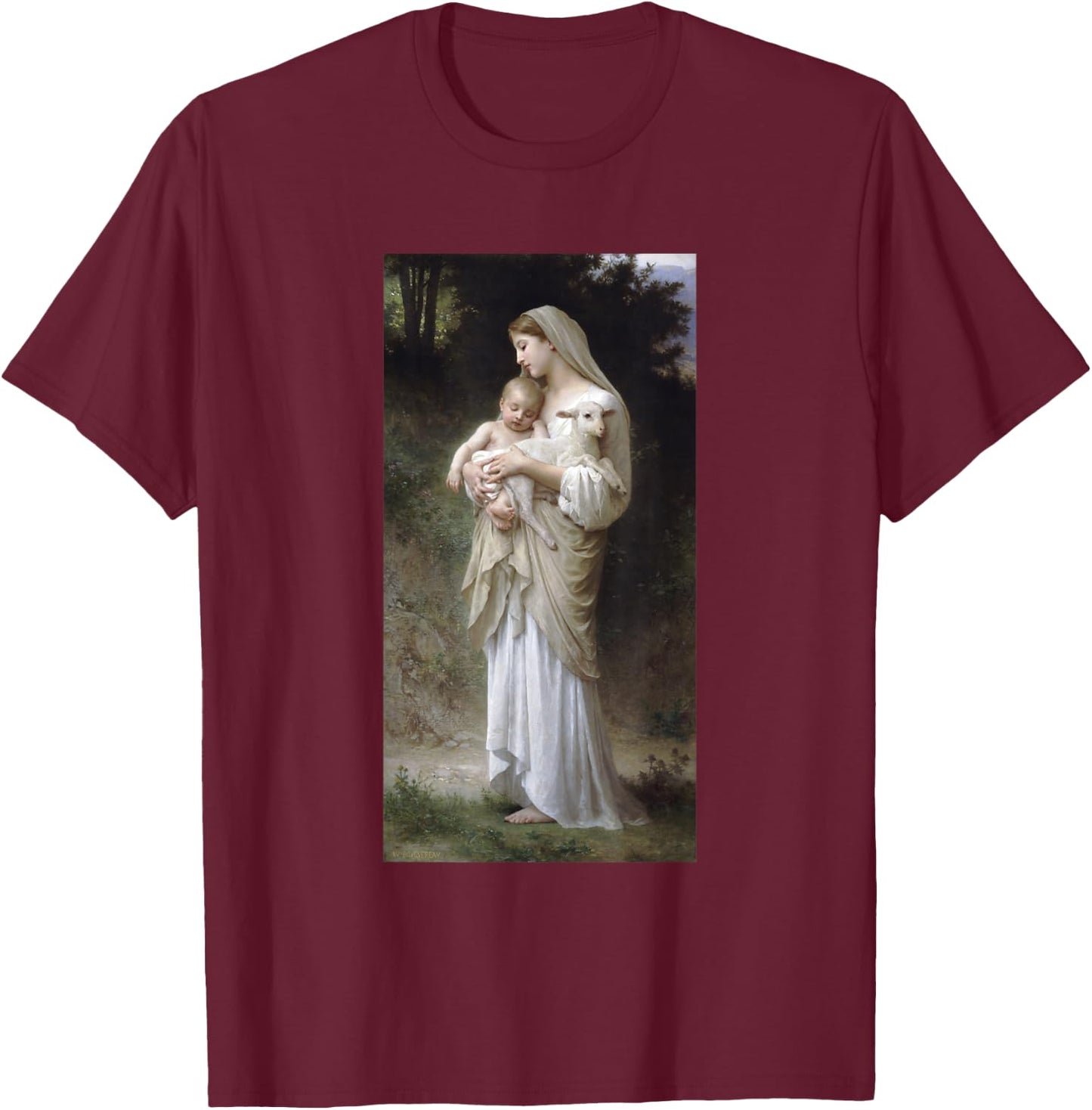 Innocence by William-Adolphe Bouguereau Christian Art T-Shirt - T-Shirt | Maroon