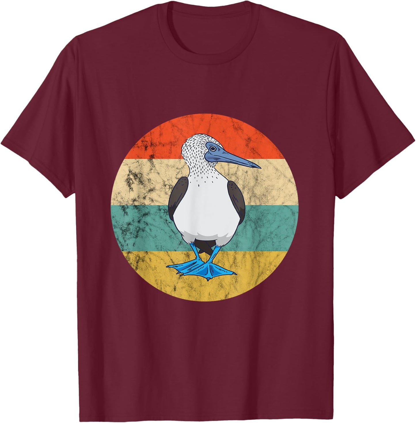 Blue Footed Boobies Retro Vintage Sunset Tropical Sea Bird T-Shirt - T-Shirt | Maroon