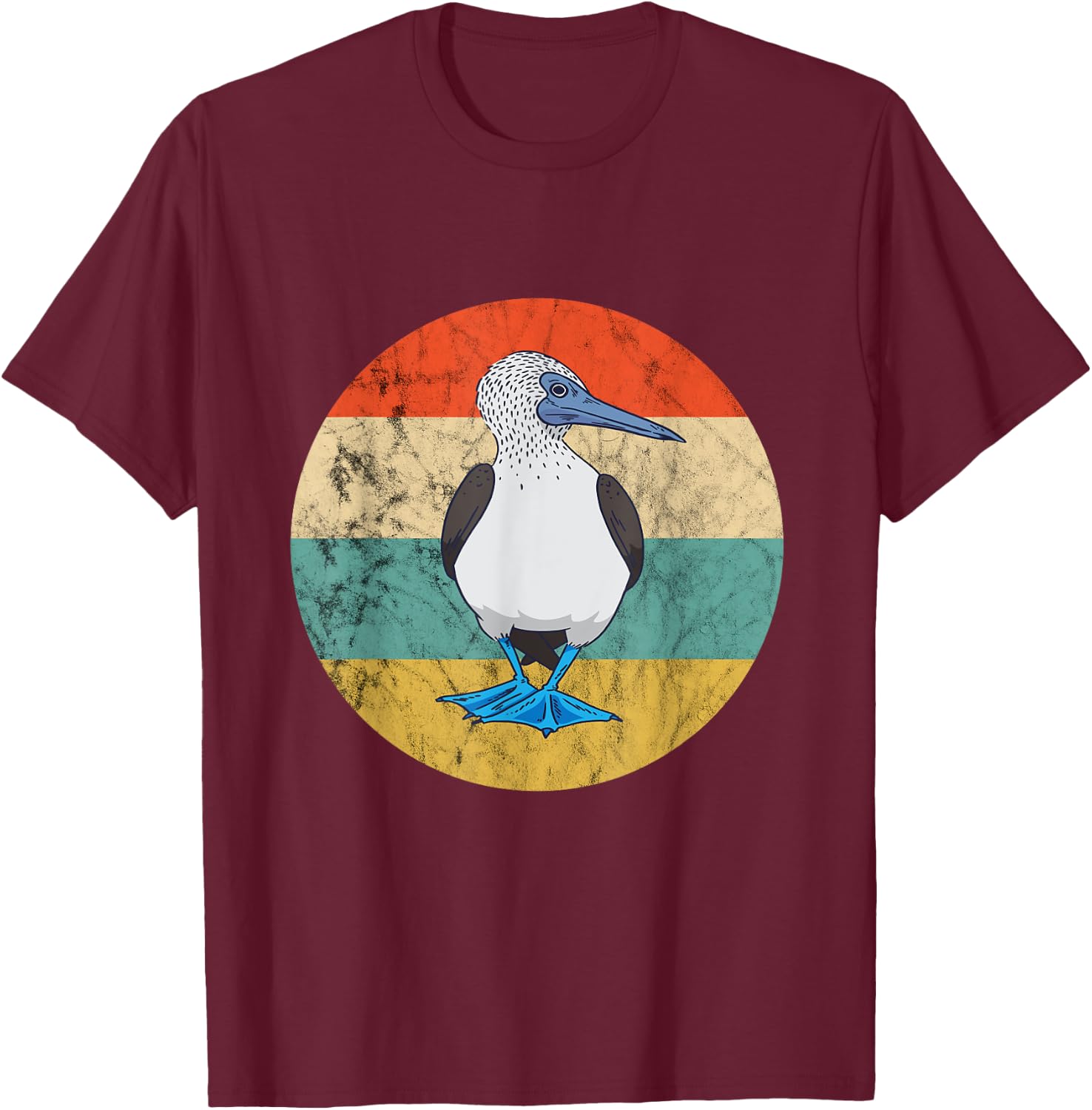 Blue Footed Boobies Retro Vintage Sunset Tropical Sea Bird T-Shirt - T-Shirt | Maroon
