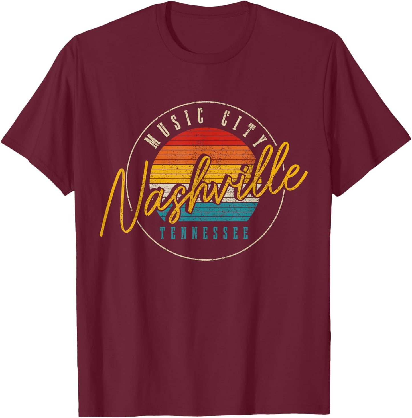 Nashville Tennessee Country Music City Gift Vintage T-Shirt - T-Shirt | Maroon