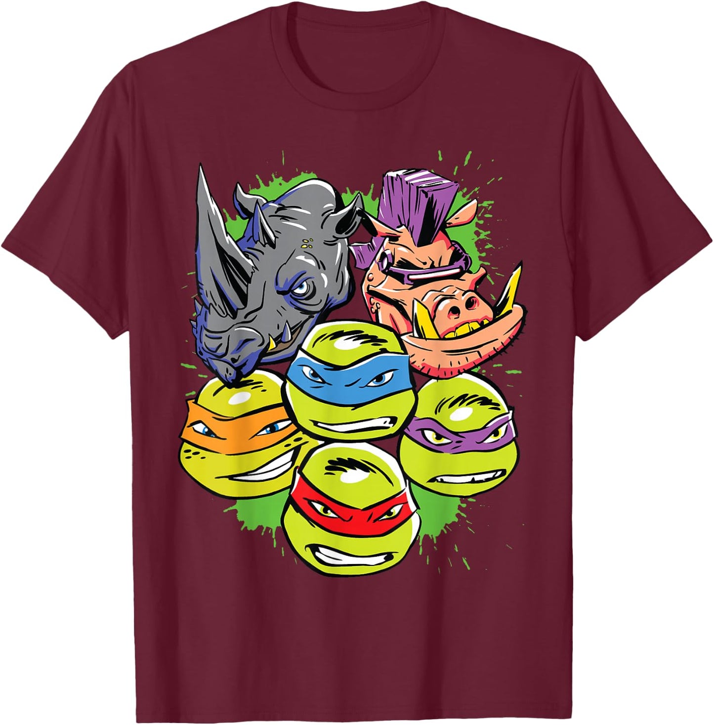 Teenage Mutant Ninja Turtles Multiple Heads T-Shirt - T-Shirt | Maroon