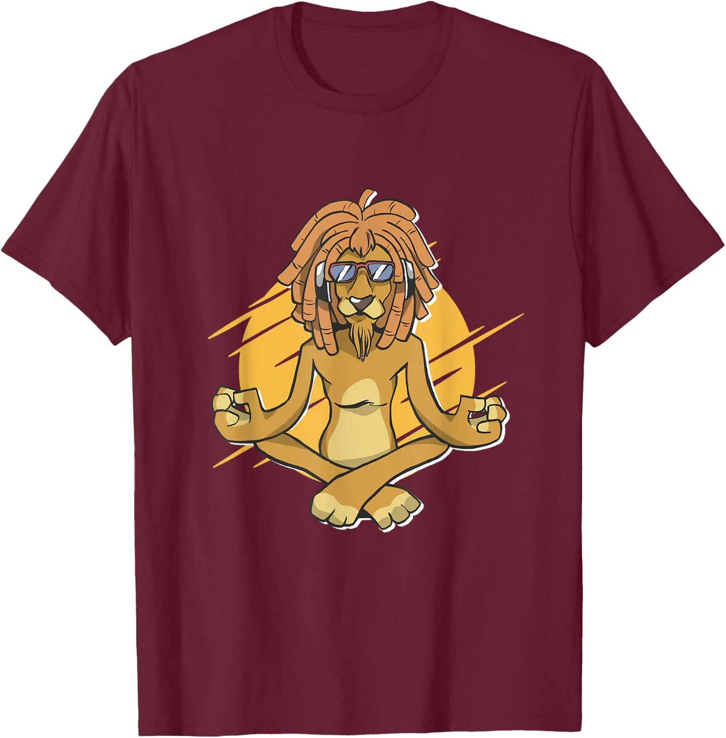 Festival Reggae Rastas Roots Sunglasses Lion Reggae T-Shirt - T-Shirt | Maroon