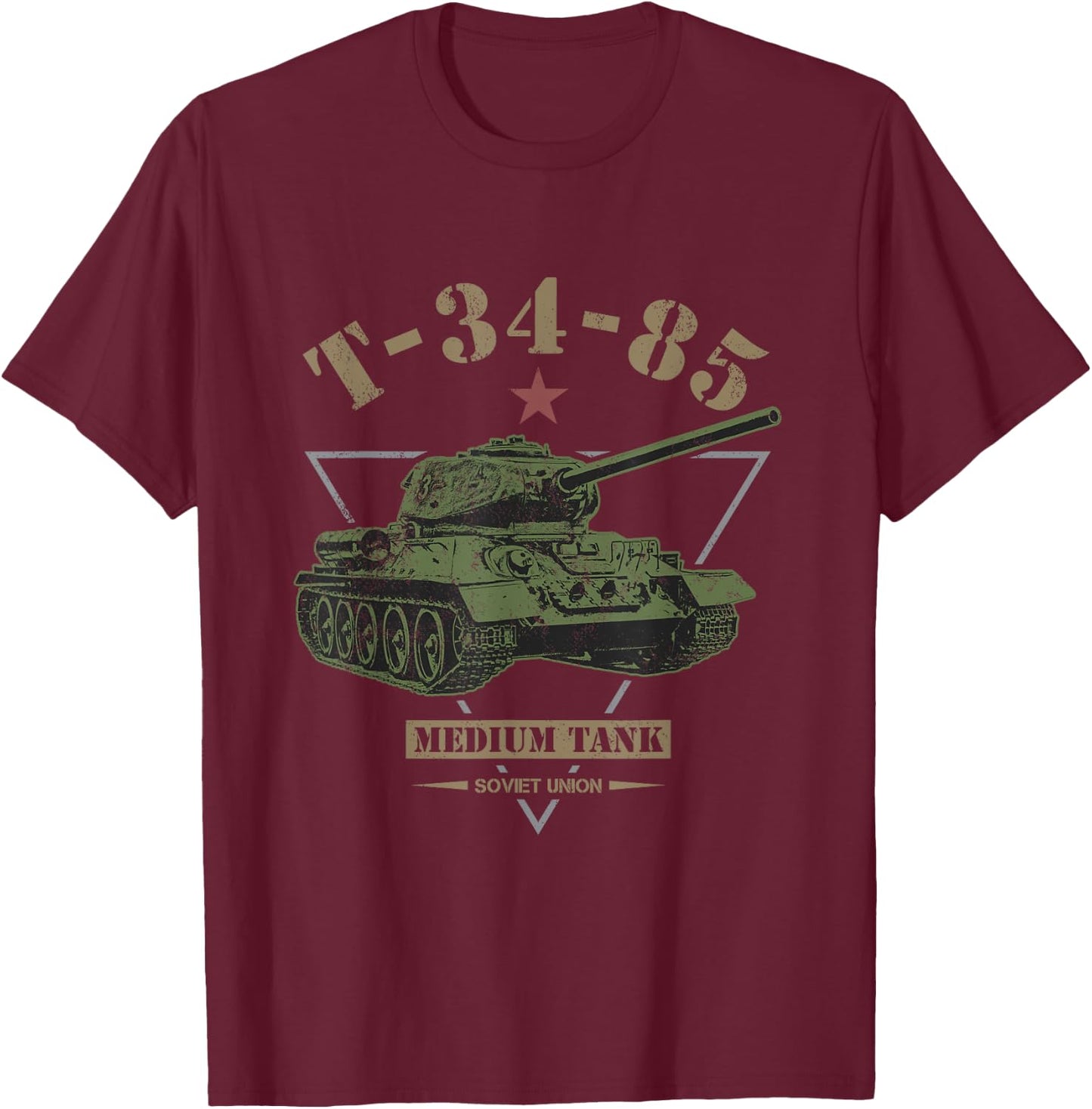 T-34-85 Soviet Tank T-Shirt - T-Shirt | Maroon