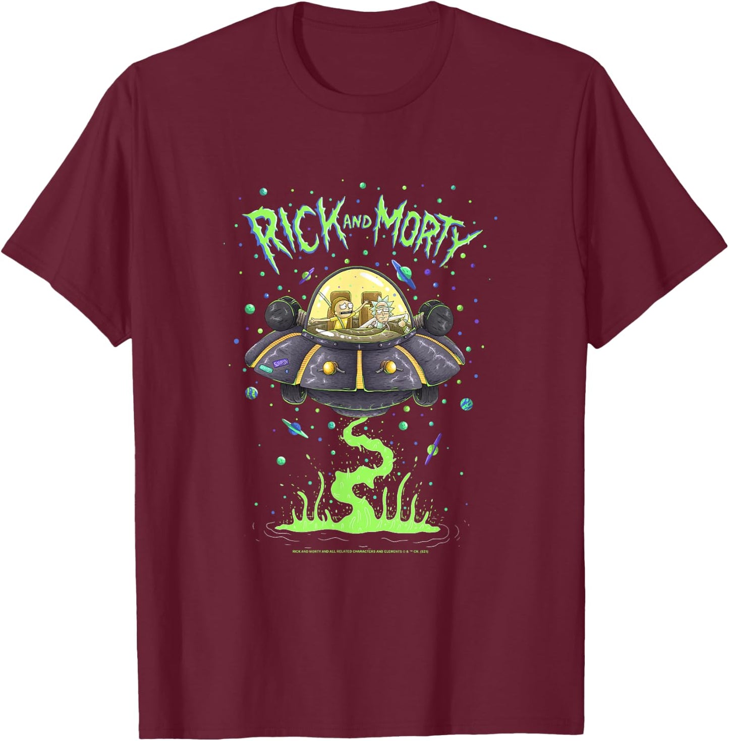 Rick and Morty Drunk Rick Ship T-Shirt - T-Shirt | Maroon