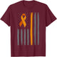 Orange ribbon flag leukemia blood cancer awareness T-Shirt - T-Shirt | Maroon