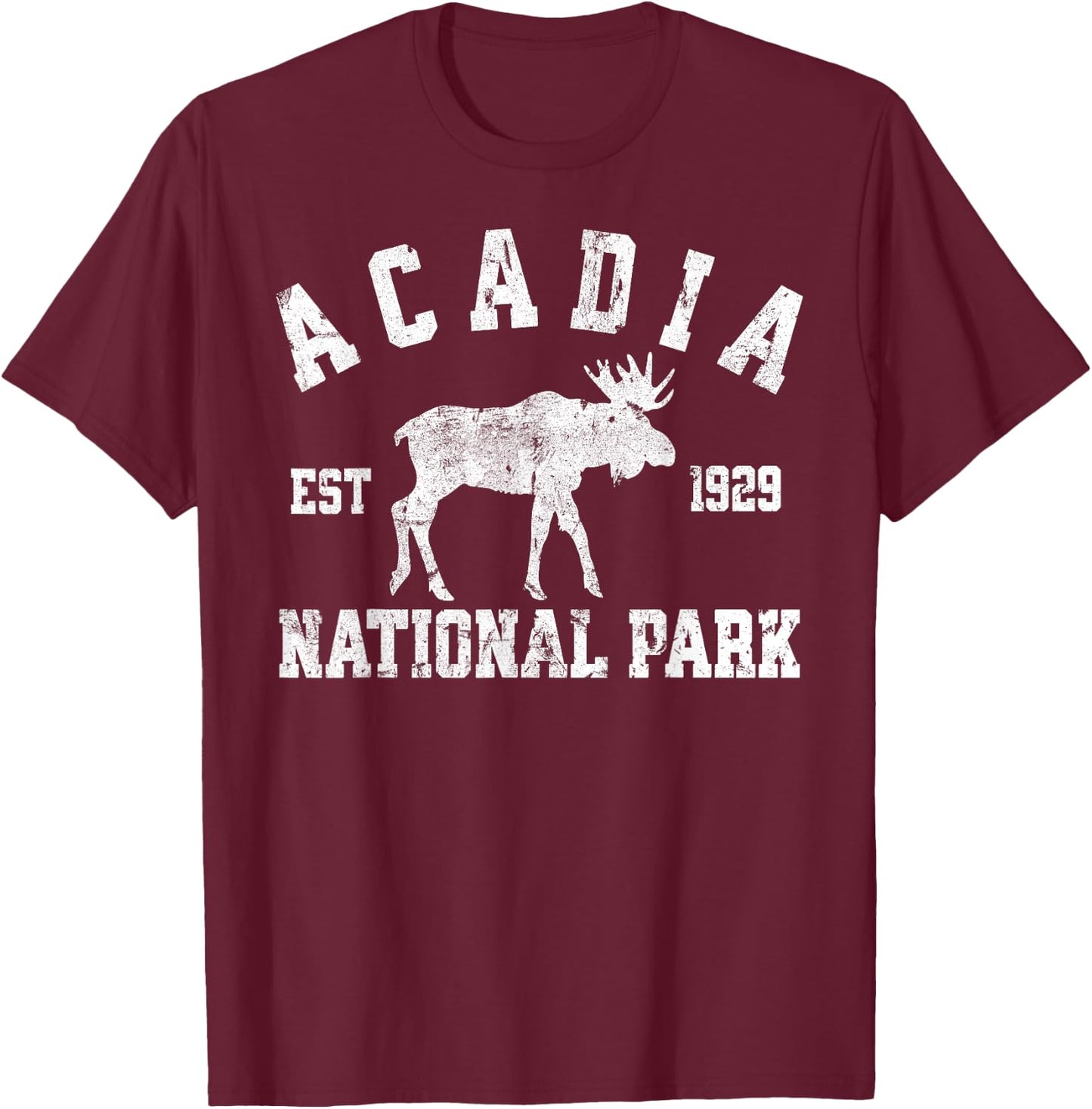 Acadia National Park Maine Nature Hike Moose Outdoors T-Shirt - T-Shirt | Maroon