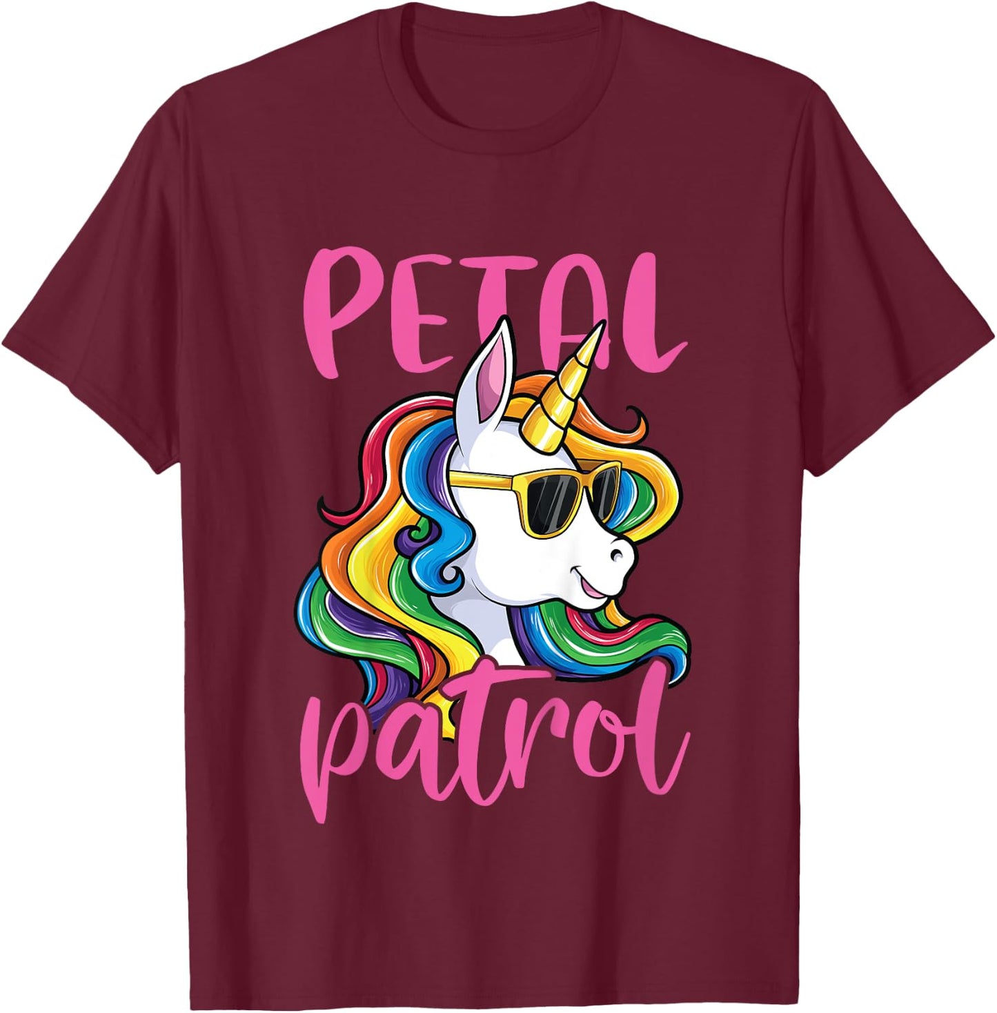 Flower Girl Shirt Wedding Unicorn Petal Patrol T-Shirt - T-Shirt | Maroon