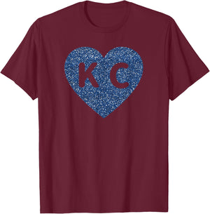 Cool Love Kansas City KC Heart Print T-Shirt - T-Shirt | Maroon