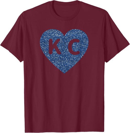 Cool Love Kansas City KC Heart Print T-Shirt - T-Shirt | Maroon
