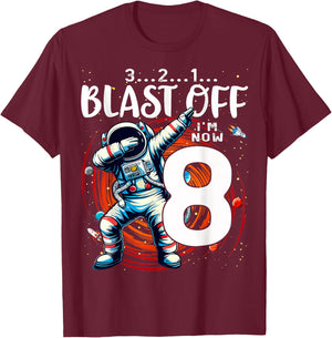 8 Birthday Boy Astronaut Astronomy 8th Year Old Birtday T-Shirt - T-Shirt | Maroon