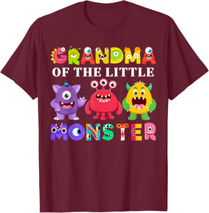 Grandma Of The Little Monster Birthday Party Family Monster T-Shirt - T-Shirt | Maroon