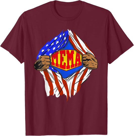 Funny Super Mema Hero Family T-Shirt - T-Shirt | Maroon