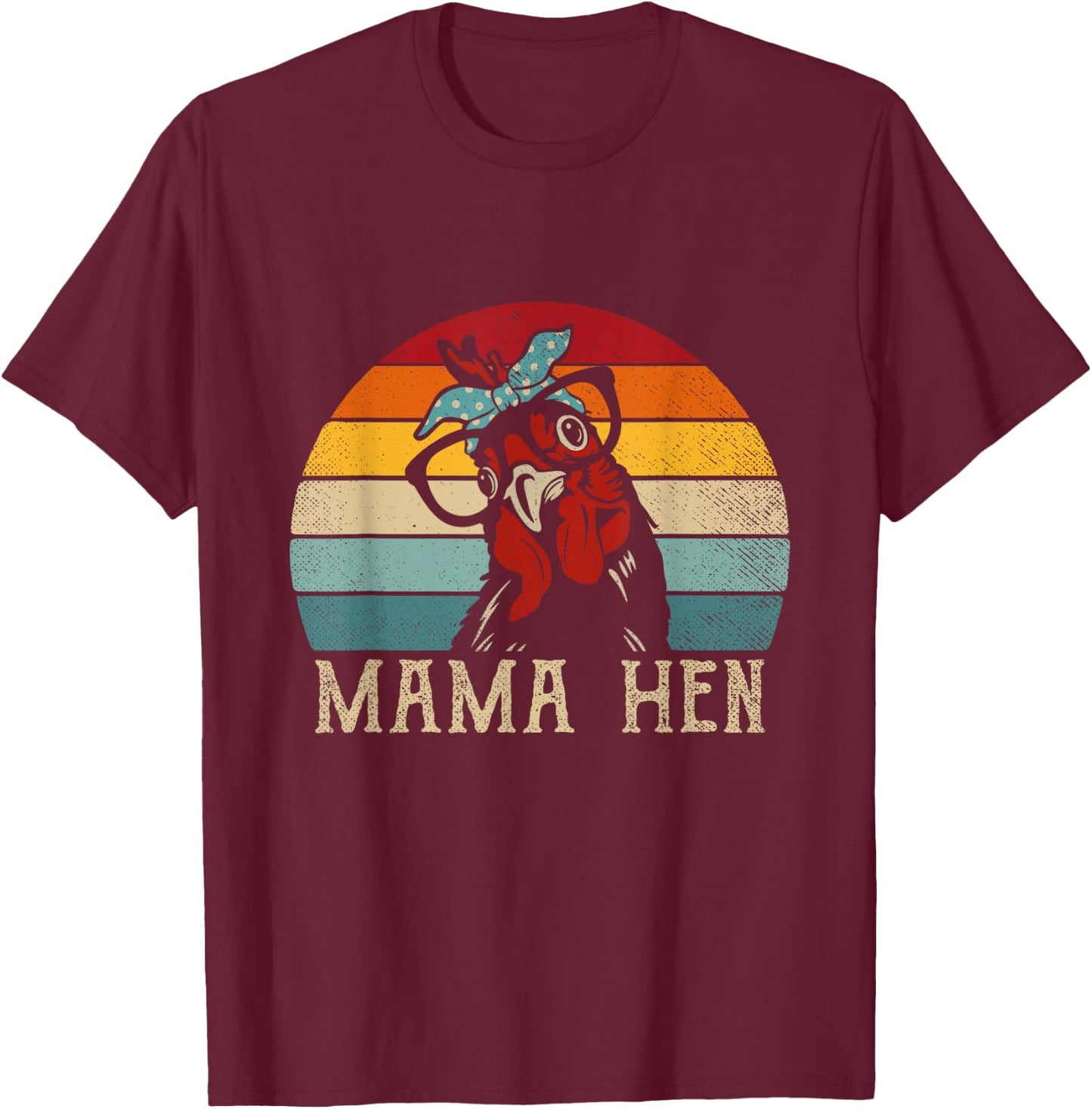 Funny Mama Hen Apparel 80s Vintage Retro Chicken Mom Mother T-Shirt - T-Shirt | Maroon