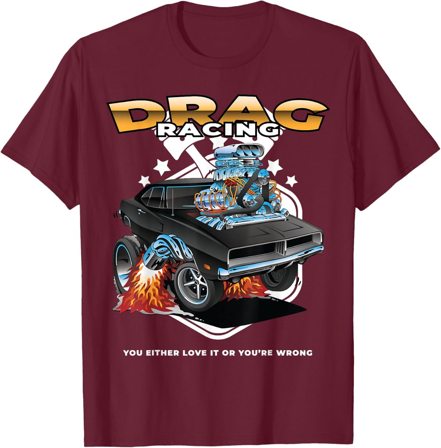 Funny Drag Racing Shirt | Motor Racing Mechanics Dragster T-Shirt - T-Shirt | Maroon