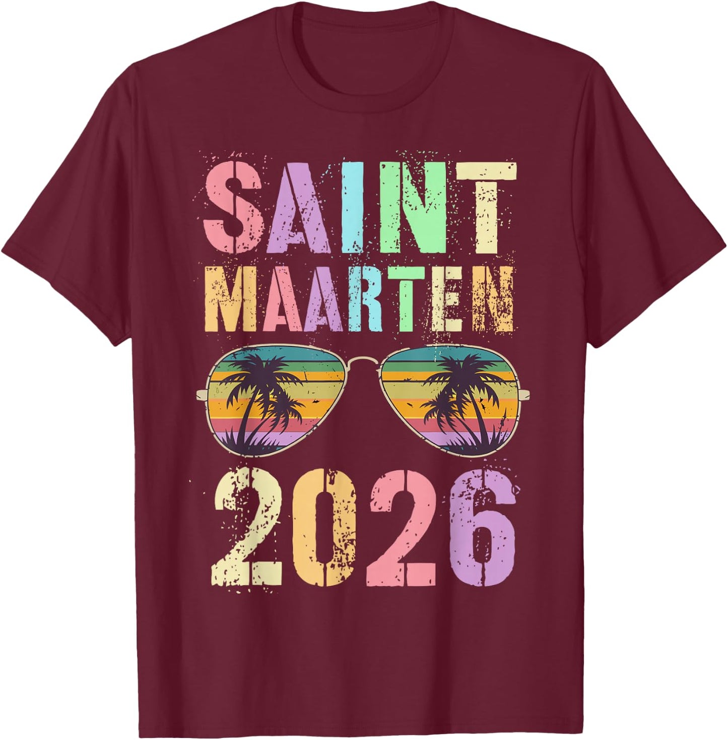 Cute Saint Maarten 2026 Trip Swim Vacay Matching BFF Mom T-Shirt - T-Shirt | Maroon