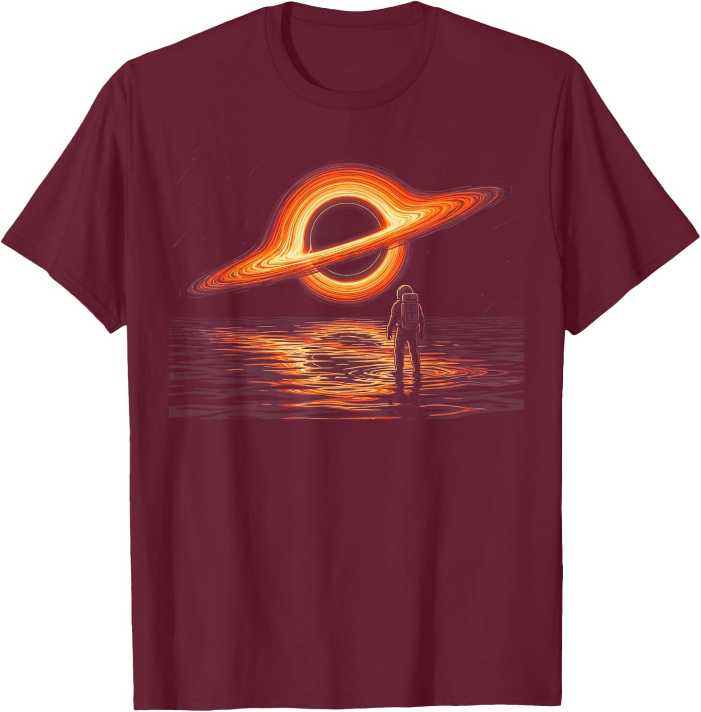 Black Hole Event Horizon Astronaut Sci-Fi Space Exploration T-Shirt - T-Shirt | Maroon
