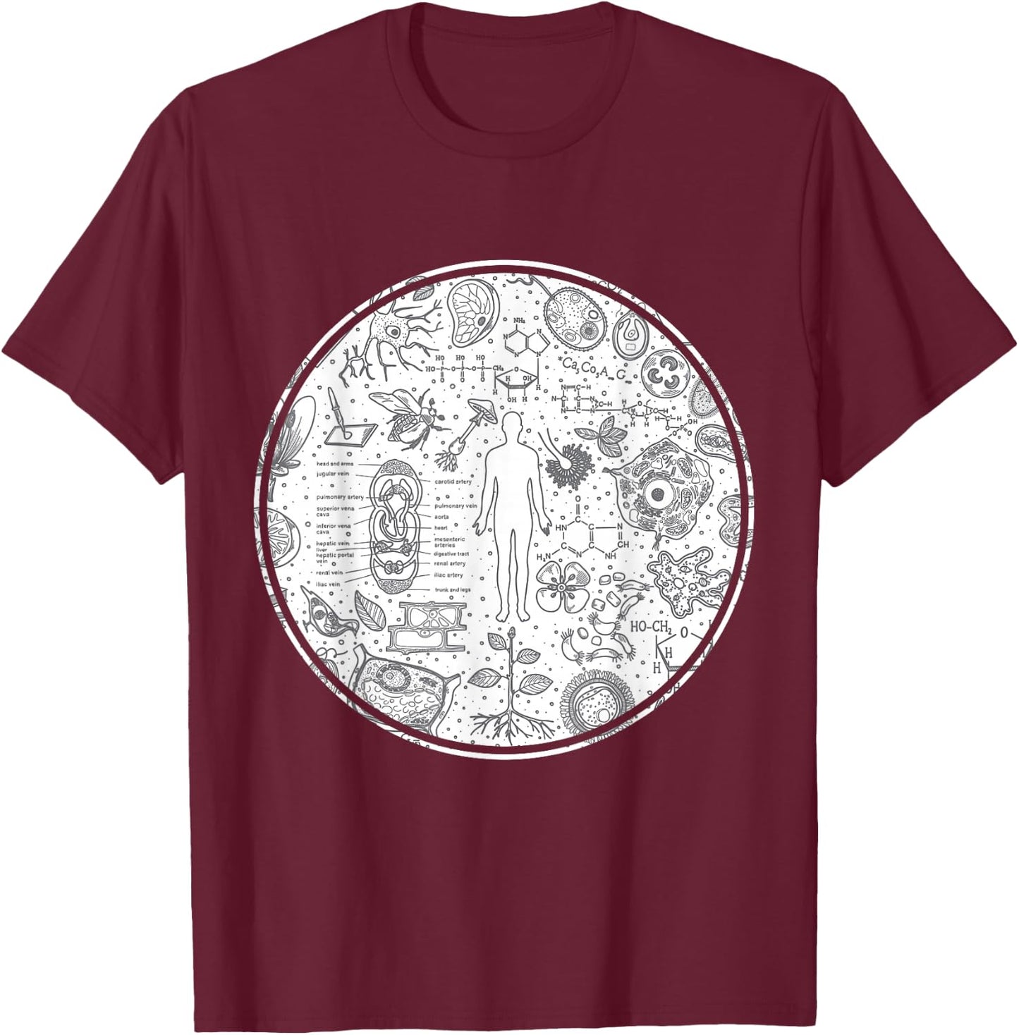 Anatomy People Science Gift Biology T-Shirt - T-Shirt | Maroon