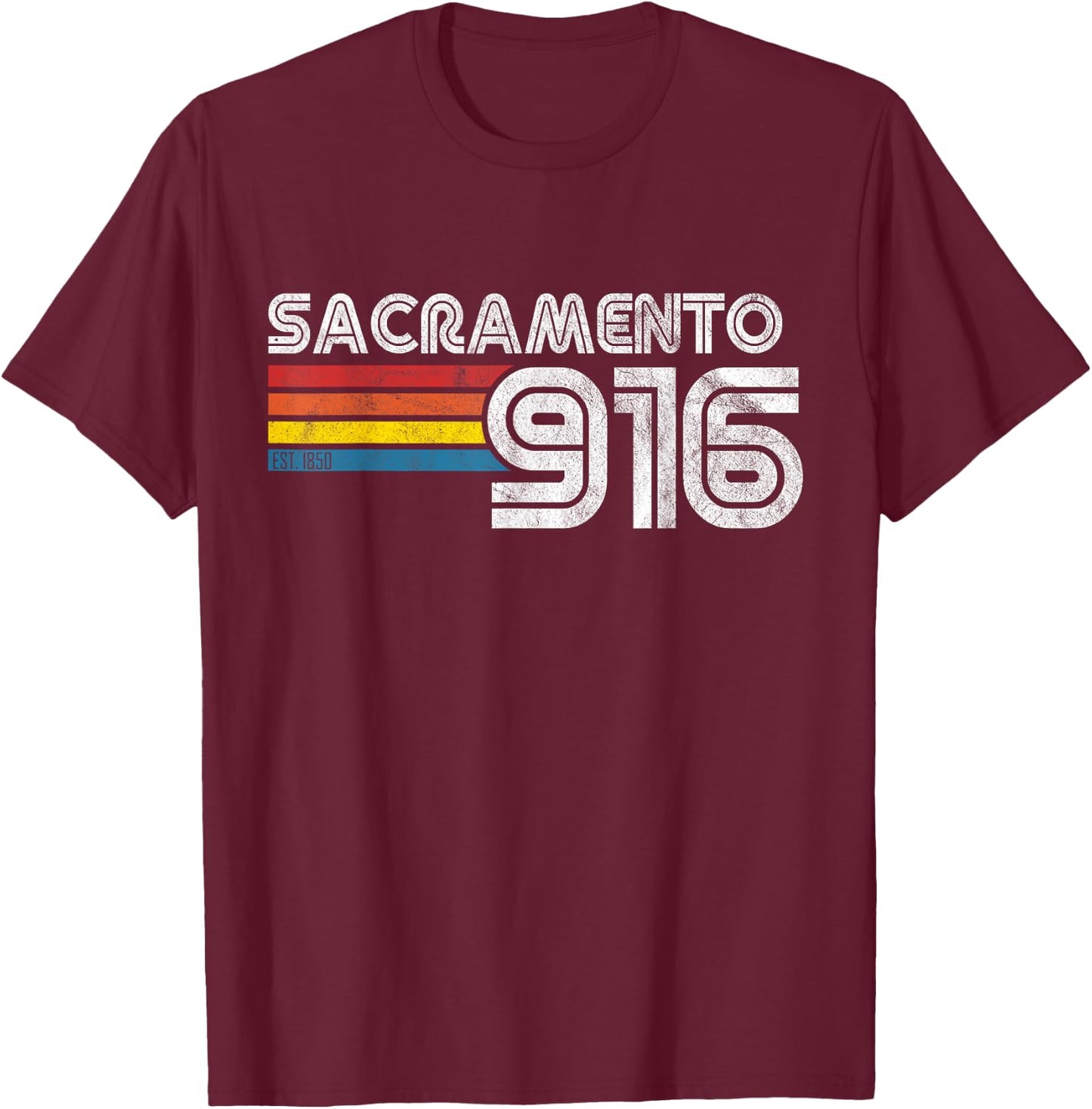 Vintage Sacramento | Proud 916 California State Gift T-Shirt - T-Shirt | Maroon