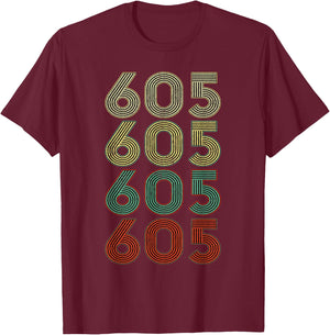 Vintage South Dakota SD Retro 605 Area Code shirt T-Shirt - T-Shirt | Maroon