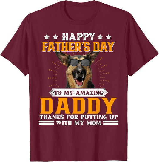 Happy Father's Day German Shepherd Dog Dad Gifts T-Shirt - T-Shirt | Maroon