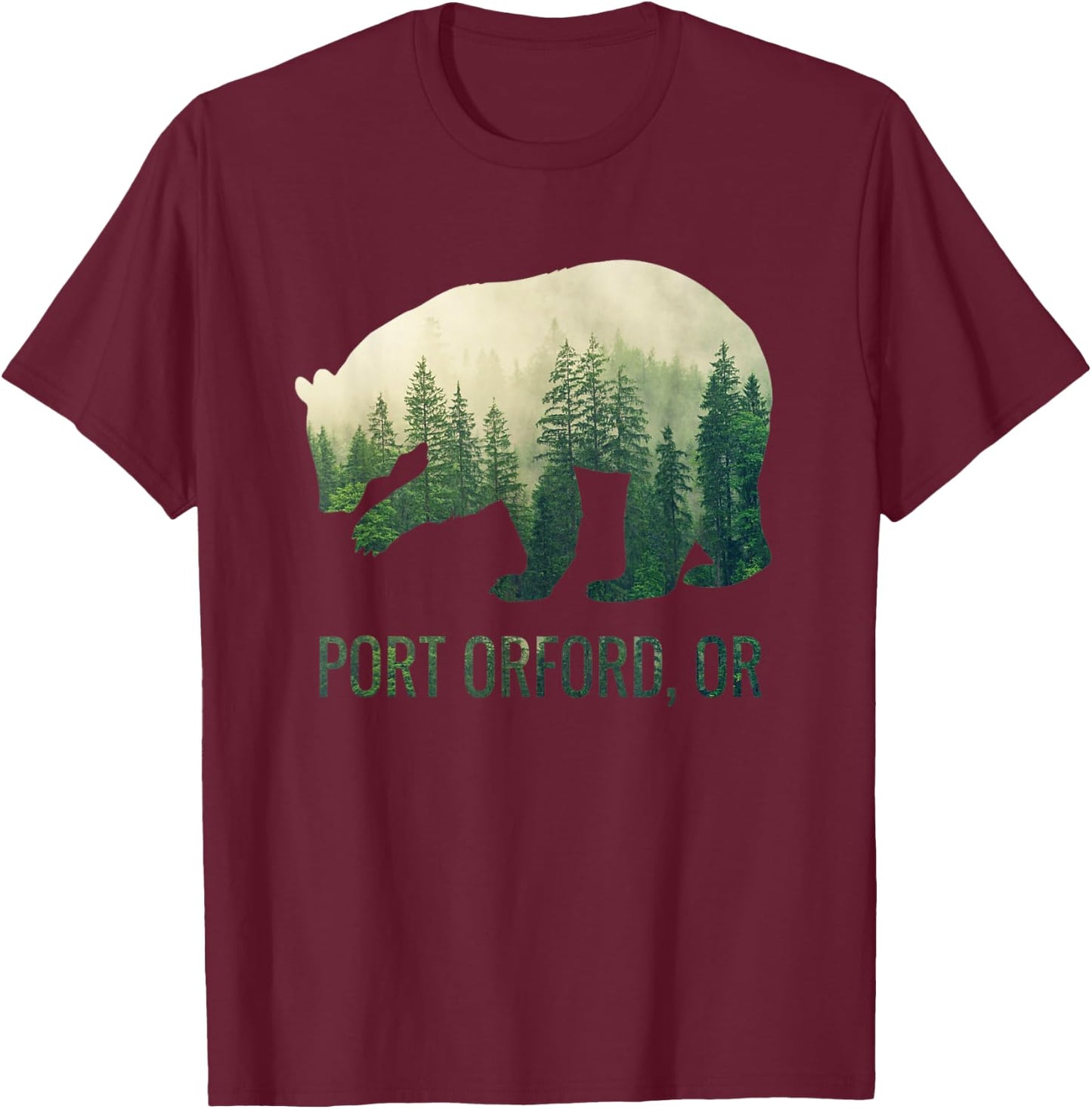 Port Orford Bear State Of Oregon Pacific NW Wildlife T-Shirt - T-Shirt | Maroon