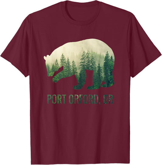 Port Orford Bear State Of Oregon Pacific NW Wildlife T-Shirt - T-Shirt | Maroon