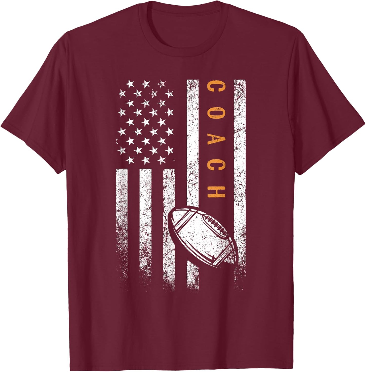 Football Coach American Flag Football Trainer Coaching T-Shirt - T-Shirt | Maroon