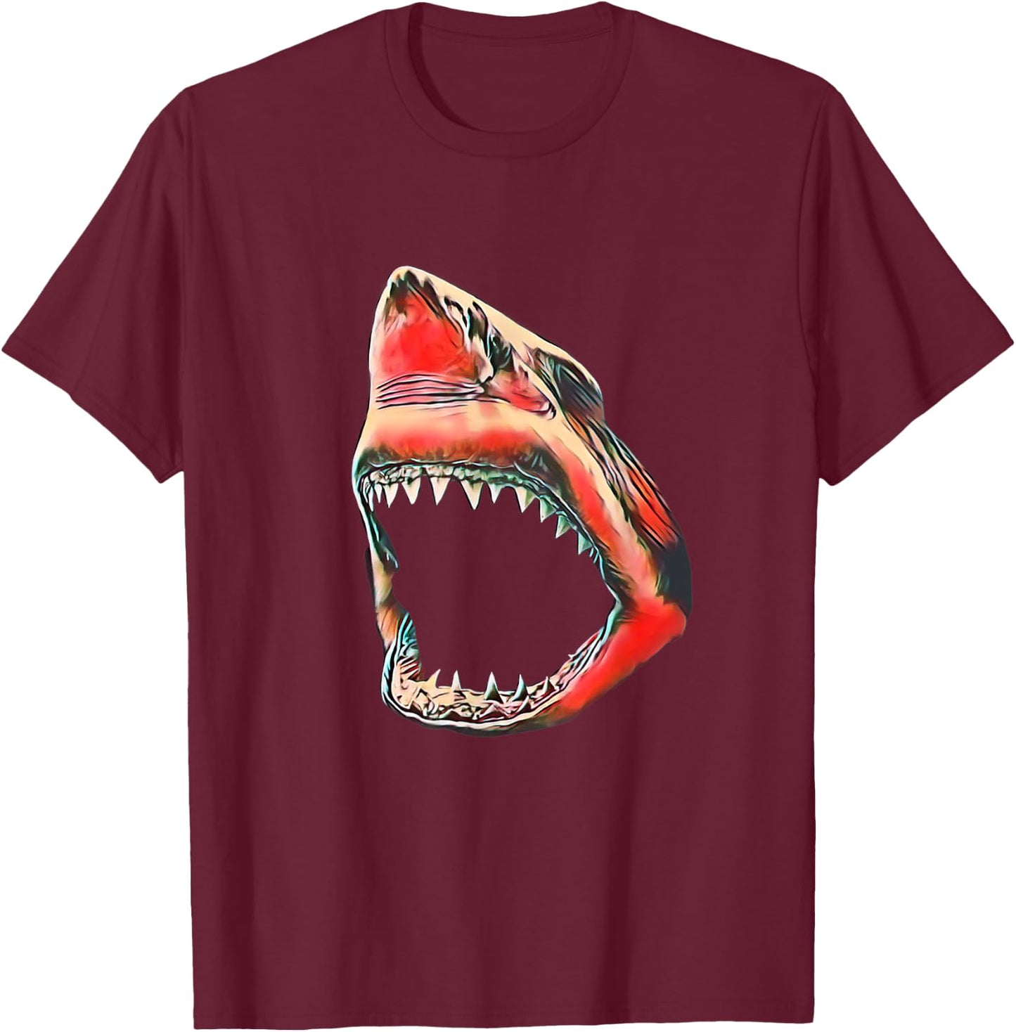 Great White Shark colorful Sharks Predator Shark T-Shirt - T-Shirt | Maroon