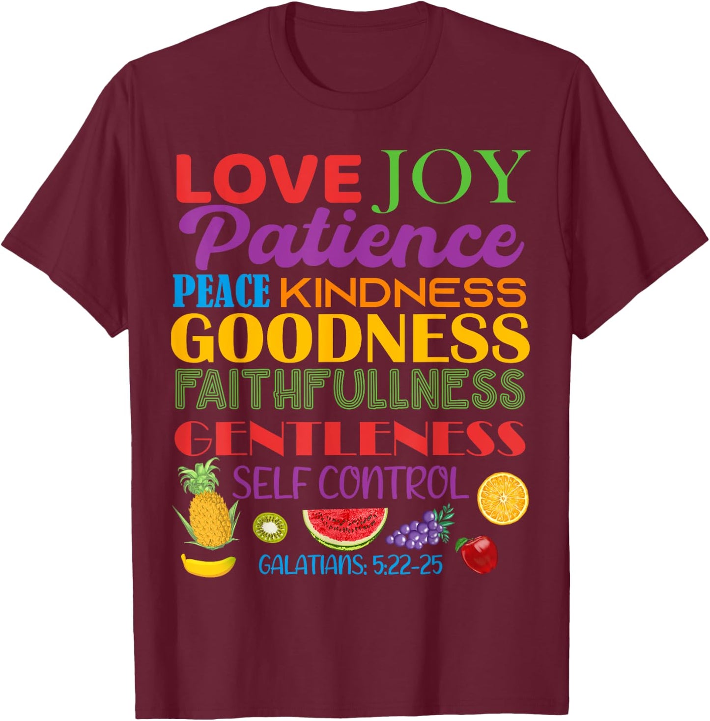 Awesome Galatians Fruit Of The Spirit Religious Verses T-Shirt - T-Shirt | Maroon