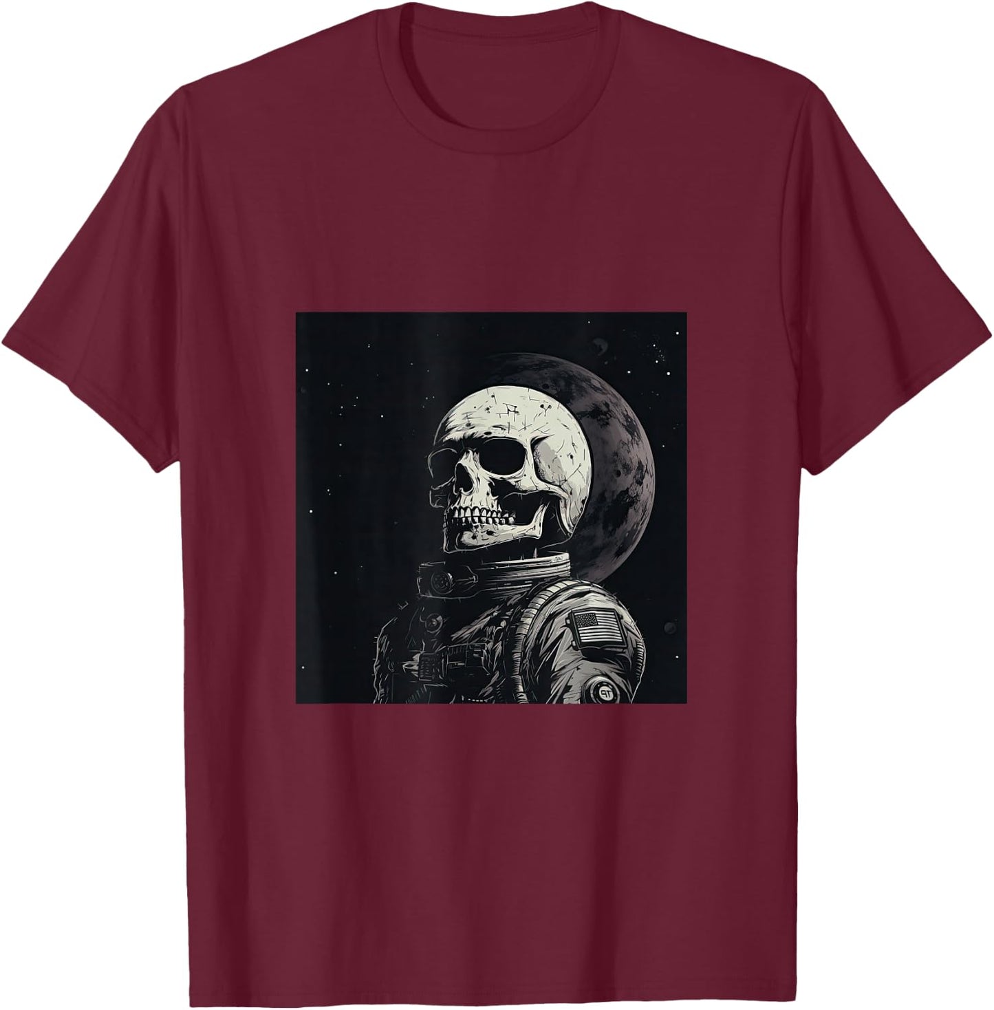 Skeleton Astronaut Mars Space T-Shirt - T-Shirt | Maroon