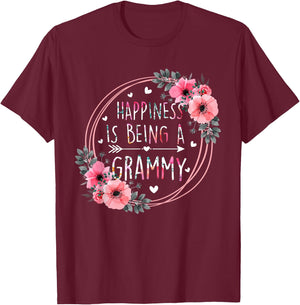 Happiness is being a Grammy Announcement Mothers Day T-Shirt - T-Shirt | Maroon