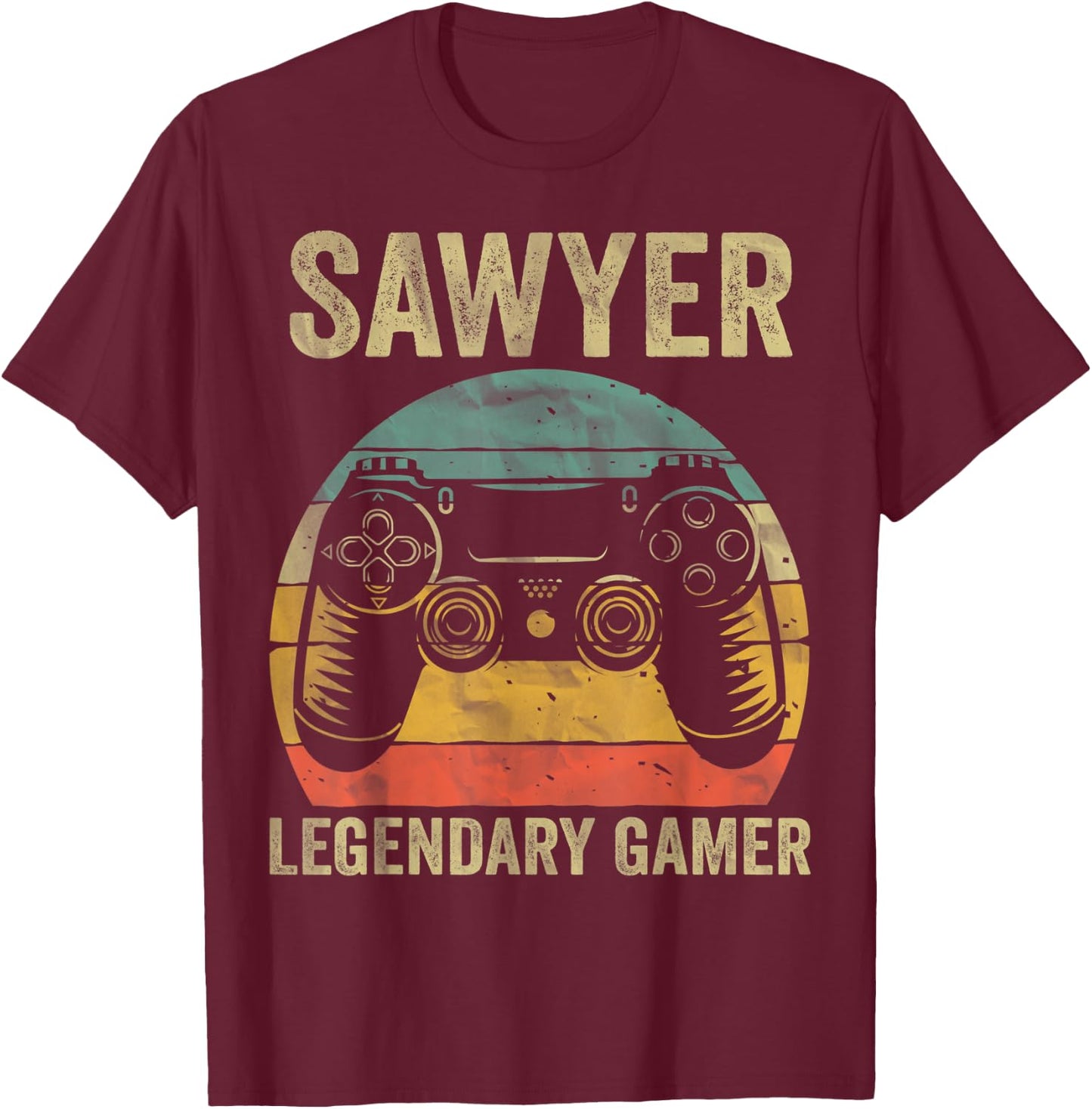 Personalized Legendary Gamer Shirt Sawyer Name Video Gamer T-Shirt - T-Shirt | Maroon
