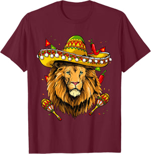 Cinco De Mayo Shirt Poncho Lion Head Mexican Fiesta Party T-Shirt - T-Shirt | Maroon