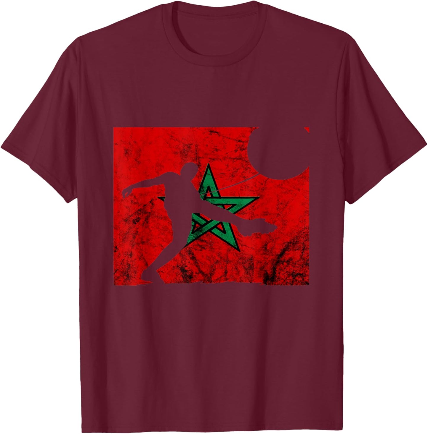 Morocco Moroccan Pride Player Moroccan Soccer Morocco Flag T-Shirt - T-Shirt | Maroon