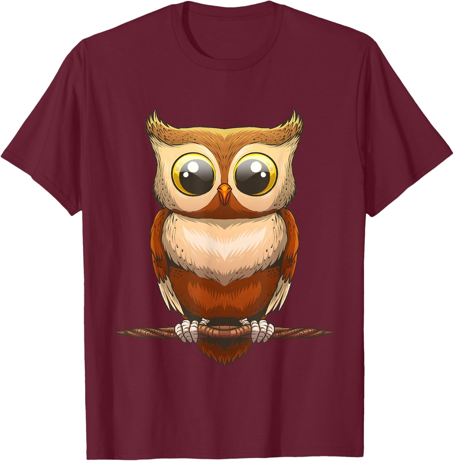 Cute Owl Art Women Kids Boys Girls Owl Lovers Small T-Shirt - T-Shirt | Maroon