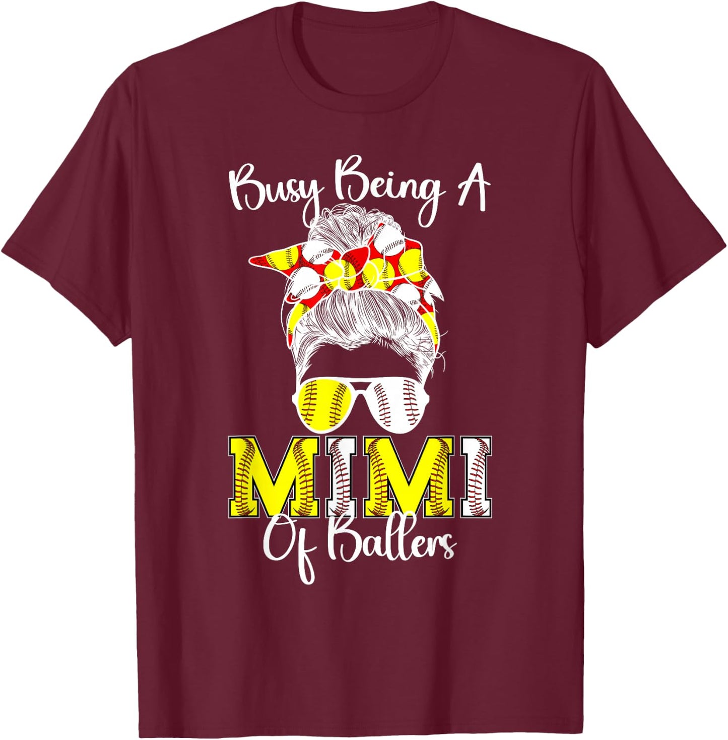 Softball Baseball Mimi Of Ballers Baseball Softball Mimi T-Shirt - T-Shirt | Maroon
